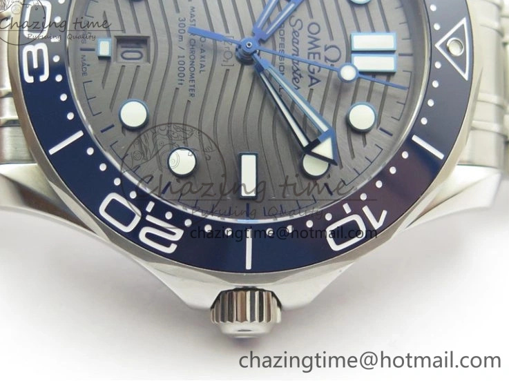 0401 Seamaster Diver 300M ORF 1:1 Best Edition Blue Ceramic Gray Dial on SS Bracelet A HighQuality 7867